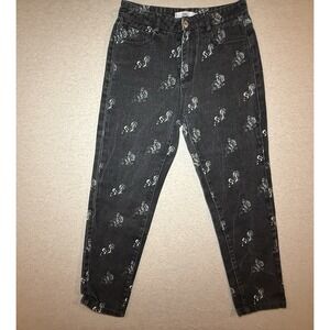Adika Woman's Y2K Dragon Pattern Black Jeans Size M
